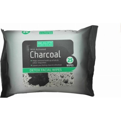 Μαντηλάκια Καθαρισμού Προσώπου Beauty Formulas Charcoal Detox Facial Wipes 25τμχ