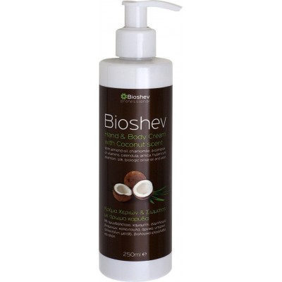 Ενυδατική κρέμα χεριών & σώματος με άρωμα καρύδα Bioshev 250 ml