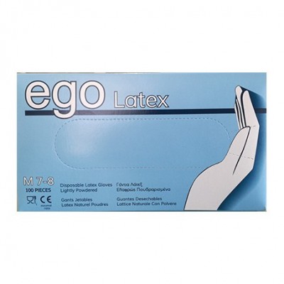 Γάντια Μίας Χρήσης Λάτεξ Λευκά Πουδραρισμένα Ego Latex Gloves 100τμχ (Small)