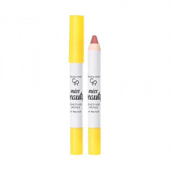 Κραγιόν Χειλιών σε μορφή Μολυβιού Miss Beauty Velvety Kiss Lipstick 01 True Nude Golden Rose 3.5g
