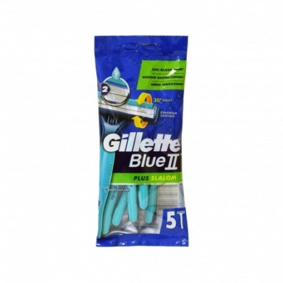 Gillette Blue II Slalom Plus Ξυραφάκια μιας Χρήσης με 2 Λεπίδες και Λιπαντική Ταινία 5τμχ