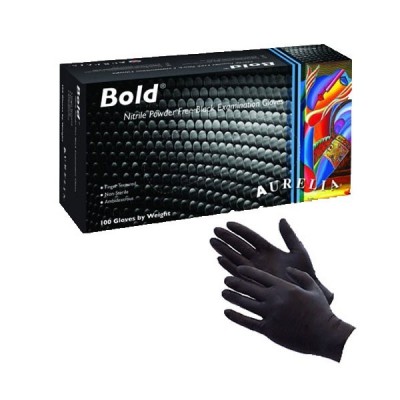 Γάντια Νιτριλίου Aurelia Bold μαύρο χρώμα (XL) χωρίς πούδρα (100 τμχ)