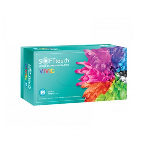 Γάντια Soft Touch νιτριλίου χωρίς πούδρα Vivid Medium (100τμχ)