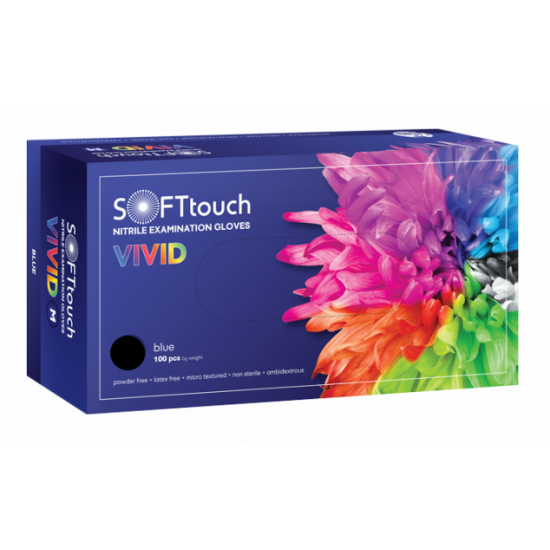 Γάντια Soft Touch Vivid Νιτριλίου Μπλέ χωρίς πούδρα Small (100τμχ)