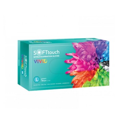 Γάντια Soft Touch Νιτριλίου Πράσινα χωρίς πούδρα Vivid Large (100τμχ)