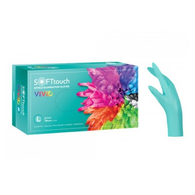 Γάντια Soft Touch Νιτριλίου Πράσινα χωρίς πούδρα Vivid Large (100τμχ)