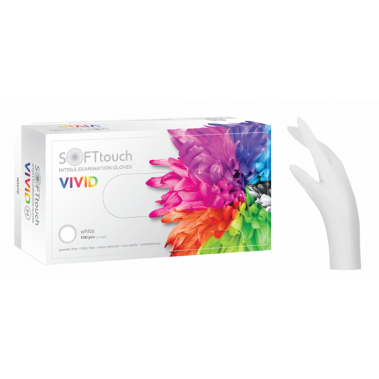 Γάντια Soft Touch Νιτριλίου Λευκά χωρίς πούδρα Vivid White Large (100τμχ)