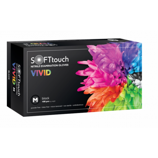 Γάντια Soft Touch νιτριλίου Μαύρα χωρίς πούδρα Vivid Black Medium  (100τμχ)