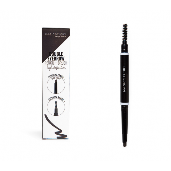 Μολύβι Φρυδιών με Πινέλο στην Άκρη Magic Studio Eyebrow Pencil & Brush Dark Brown