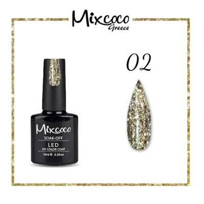 Ημιμόνιμο Βερνίκι Νυχιών Mixcoco No Rock Sparkling Gel 002 7.5ml