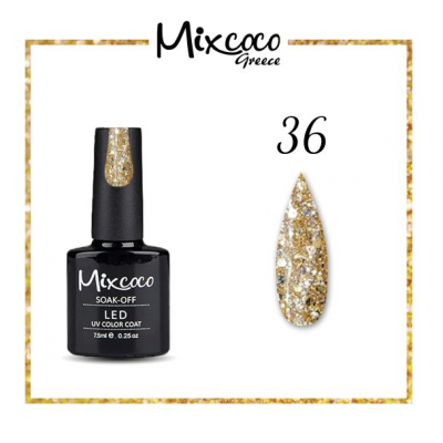 Ημιμόνιμο Βερνίκι Νυχιών Mixcoco No Rock Sparkling Gel 036 7.5ml