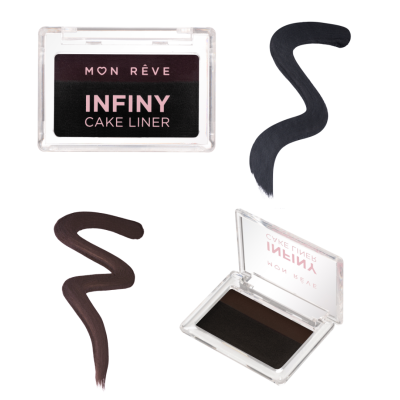 Διπλό Εyeliner Ματιών Mon Reve Infiny Cake Liner Νο 01 Black & Brown 3g