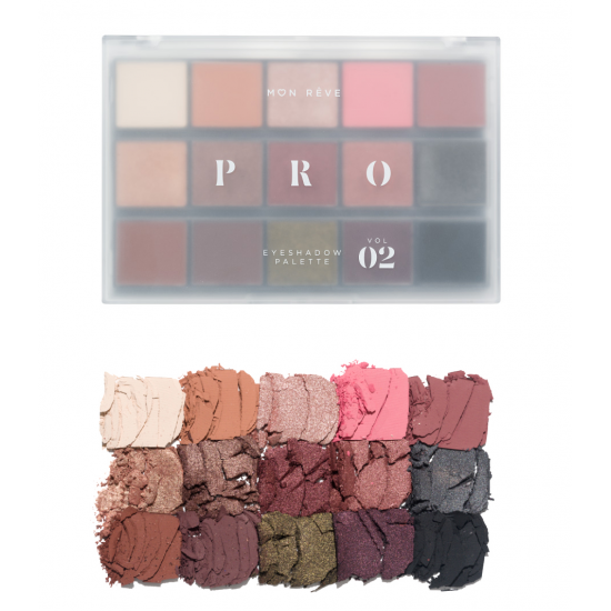 Παλέτα Σκιών με 15 Αποχρώσεις Mon Reve Pro Eyeshadow Palette Vol 02