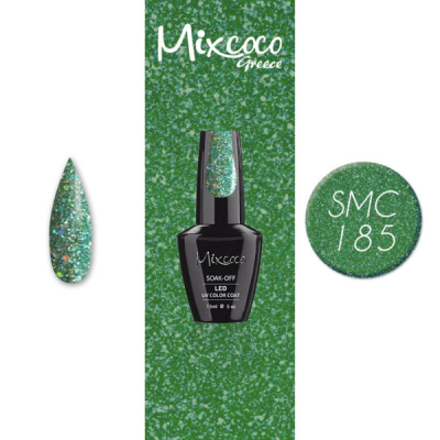 Ημιμόνιμο Βερνίκι Νυχιών Mixcoco No SMC185 Γαλαζοπράσινο Glitter 15ml