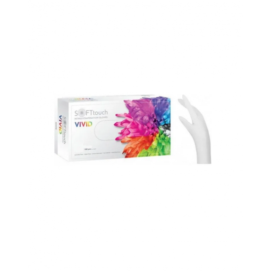 Γάντια Soft Touch Νιτριλίου Λευκά  χωρίς πούδρα Vivid White Small  (100τμχ)