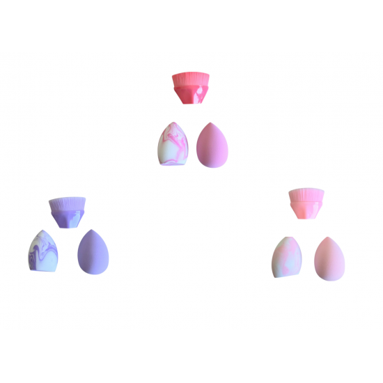 Σετ με Σφουγγαράκια & Πινέλο Make up Blending Ro-Ro SP239 (Τυχαία επιλογή χρώματος)