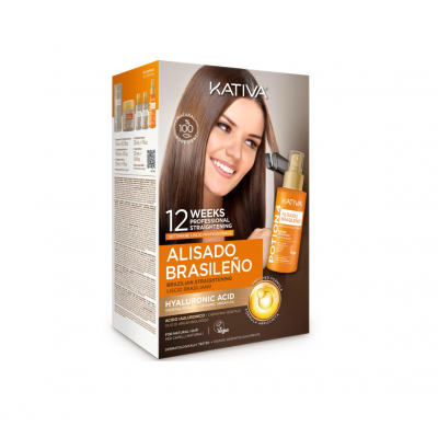 Ισιωτική Θεραπεία Μαλλιών Kativa Alisado Brasileno (Pre-treatment shampoo 15ml / Straightening mask 150ml / Post straightening shampoo 30ml / Post straightening conditioner 30ml / Leave-in serum 50ml)