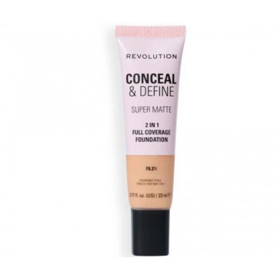 Foundation Προσώπου Revolution Conceal & Define Super Matte 2 in 1 Full Coverage Foundation No F8.2N 23ml