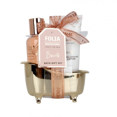 Γυναικείο Σετ Δώρου Small Bath Tube Biscuits Folia Αφροντούς 60ml /Γαλάκτωμα Σώματος 100ml