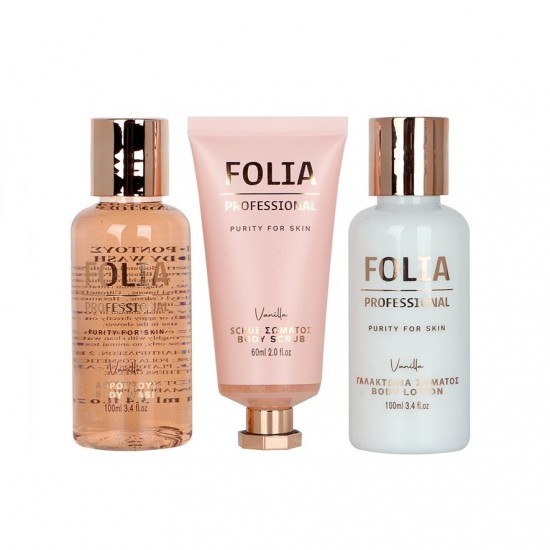 Γυναικείο Σετ Δώρου Paper Gift Box Vanilla Folia Αφροντούς 100ml / Γαλάκτωμα Σώματος 100ml / Scrub Σώματος 60ml