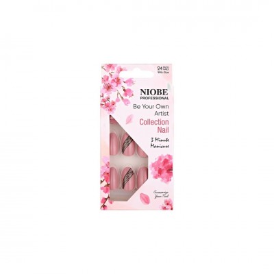 Τεχνητά Νύχια Με Κόλλα 24 τεμάχια 12063 Niobe Professional